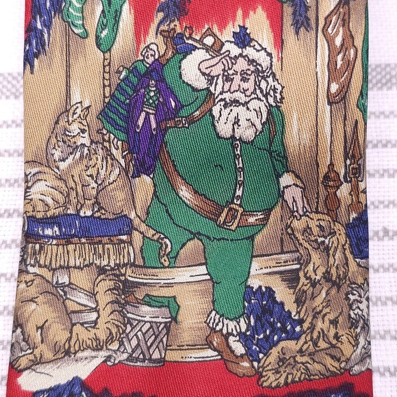 Robert Talbott Tie Christmas Holiday Party Santa Dogs Cats Silk Italy Novelty - Picture 2 of 7
